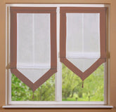 Raffrollo Voile weiß mit Blende braun BxH 60/80x140cm